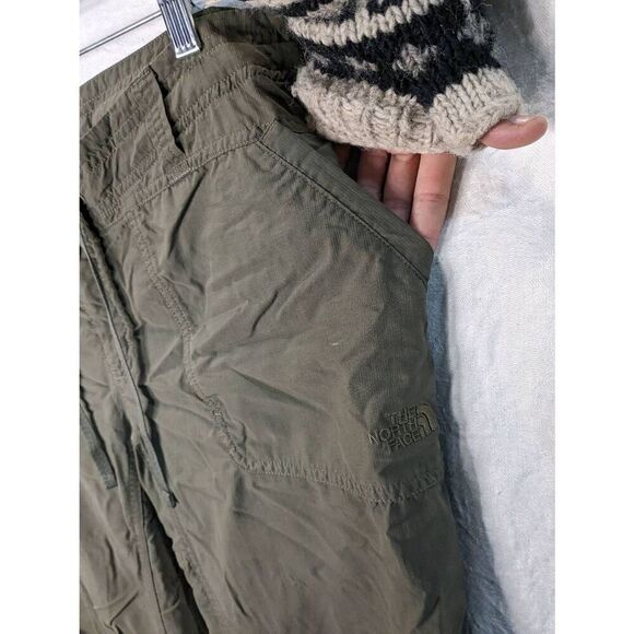 North Face Convertible Hiking Cargo Pant Capri Ripstop Khaki Green Womens 10 Med - Picture 7 of 11